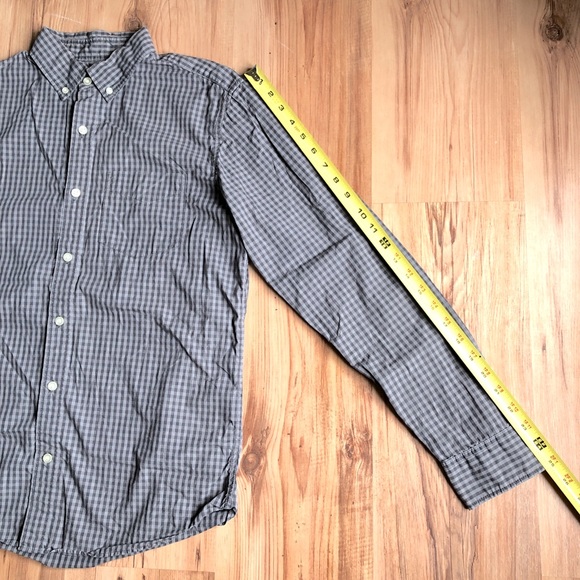 GAP Plaid Poplin Shirt Gray Small Long Sleeve Mens - Picture 7 of 14